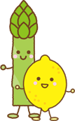 アスパラとレモンのイラスト親子